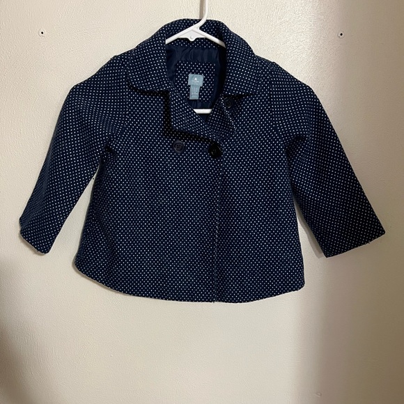 BABY GAP‎ Blue and White Polka Dot Pea Coat Toddler Girl's Size 4 - Picture 1 of 3